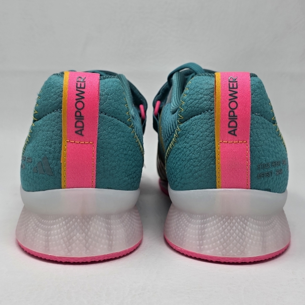 Adidas Adipower Weightlifting 3 Shoes Mens Size 13 Teal White Pink JP9871 New - Picture 5 of 13